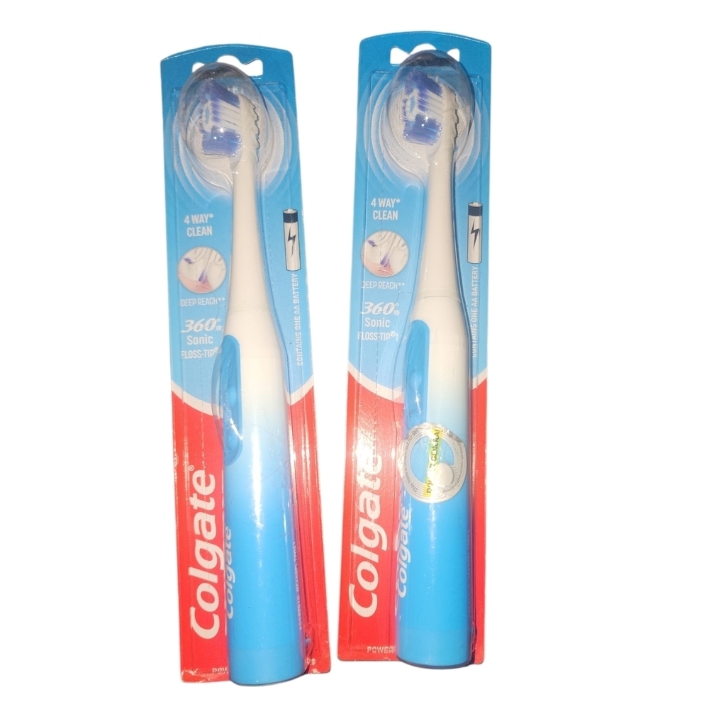 🎁🎄Colgate 360 Floss Tip Sonic Powered Battery Toothbrush, 2 Pack Soft